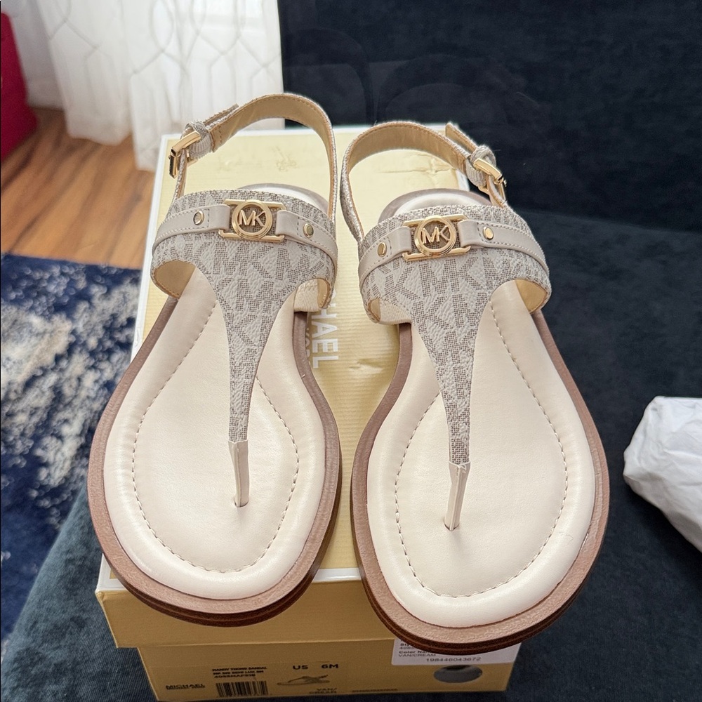 Michael Kors Cream and Tan Sandals